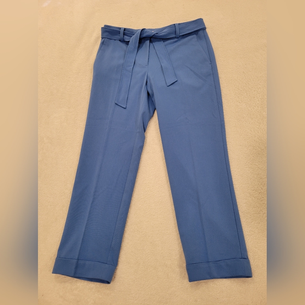 LOFT Blue Relaxed-Fit Trousers with Belt